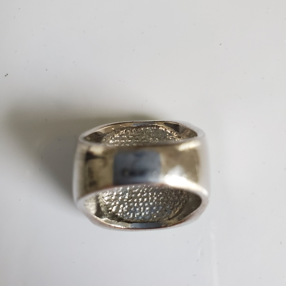 Green And Silver Toned Square Statement Ring - image 6